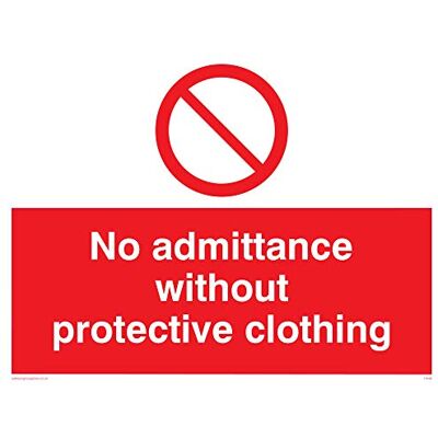 Vikingskyltar PA46-A3L-V "No Admittance Without Protective Clothing" skylt, vinyl, 300 mm H x 400 mm B Vikingskyltar PA46-A3L-V "No Admittance Without Protective Clothing" skylt, vinyl, 300 mm H x 400 mm B
