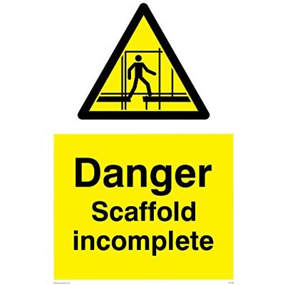 Viking WC499-A2P-AC "Danger Scaffolding Incomplete" skylt, aluminiumkomposit, 600 mm H x 400 mm B Viking WC499-A2P-AC "Danger Scaffolding Incomplete" skylt, aluminiumkomposit, 600 mm H x 400 mm B