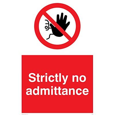 Vikingskyltar PA28-A2P-AC "Strictly No Admittance"-skylt, aluminiumkomposit, 600 mm H x 400 mm B Vikingskyltar PA28-A2P-AC "Strictly No Admittance"-skylt, aluminiumkomposit, 600 mm H x 400 mm B