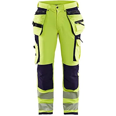 Blåkläder Blaklader 199316428933D92 Hi-Vis 4-vägs stretch byxor, marinblå/gul, storlek D92 Blåkläder Blaklader 199316428933D92 Hi-Vis 4-vägs stretch byxor, marinblå/gul, storlek D92