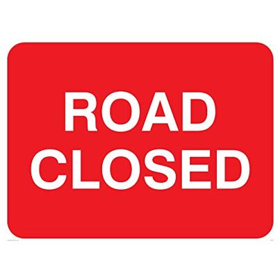 Viking PR554-A3L-1M "Road Closed"-skylt, plast, 1 mm semi-styv, 300 mm H x 400 mm B Viking PR554-A3L-1M "Road Closed"-skylt, plast, 1 mm semi-styv, 300 mm H x 400 mm B