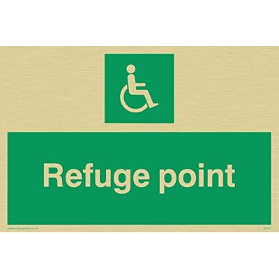 Viking SD455-A6L-G "Refuge Point"-skylt, styv guldplast, 100 mm H x 150 mm B Viking SD455-A6L-G "Refuge Point"-skylt, styv guldplast, 100 mm H x 150 mm B