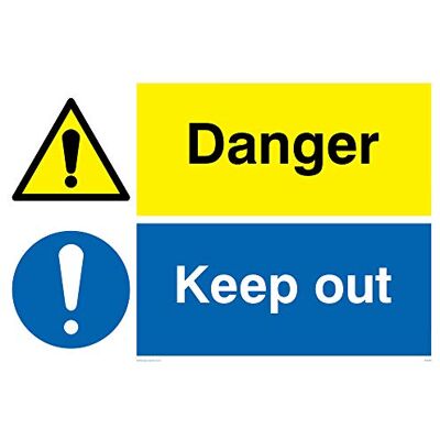 Vikingskyltar WA493-A4L-3M 'Danger Keep Out'-skylt, 3 mm styv plast, 200 mm H x 300 mm B Vikingskyltar WA493-A4L-3M 'Danger Keep Out'-skylt, 3 mm styv plast, 200 mm H x 300 mm B