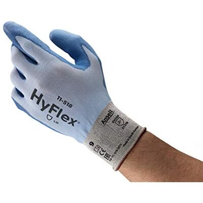Ansell HyFlex 11-518 skärskyddshandskar, mekaniskt skydd, blå, storlek 9 (paket med 12 par) Ansell HyFlex 11-518 skärskyddshandskar, mekaniskt skydd, blå, storlek 9 (paket med 12 par)