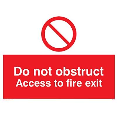 Vikingskyltar PA458-A5L-V "Do not obstruct tillgång to Fire Exit"-skylt, vinyl, 150 mm H x 200 mm B Vikingskyltar PA458-A5L-V "Do not obstruct tillgång to Fire Exit"-skylt, vinyl, 150 mm H x 200 mm B
