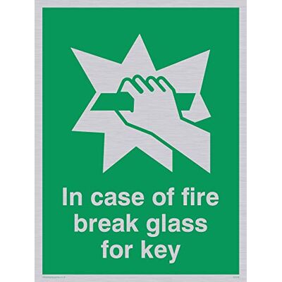 Viking SA406-A5P-SV "In Case Of Fire Break Glass For Key" skylt, silvervinyl, 200 mm H x 150 mm B Viking SA406-A5P-SV "In Case Of Fire Break Glass For Key" skylt, silvervinyl, 200 mm H x 150 mm B