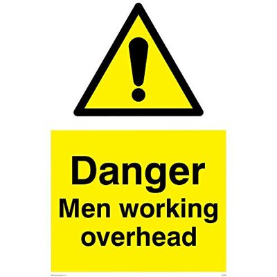 Viking WC484-A2P-V "Danger Men Working Overhead"-skylt, vinyl, 600 mm H x 400 mm B Viking WC484-A2P-V "Danger Men Working Overhead"-skylt, vinyl, 600 mm H x 400 mm B
