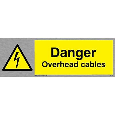 Viking WE73-L15-MS 'Danger Overhead Cables'-skylt, marinklassat rostfritt stål, 50 mm H x 150 mm B Viking WE73-L15-MS 'Danger Overhead Cables'-skylt, marinklassat rostfritt stål, 50 mm H x 150 mm B
