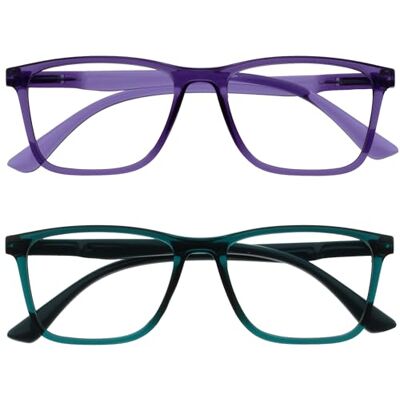 OPULIZE NYX Blåljusblockerande glasögon – anti-bländning dator- och spelglasögon – UV- och ögonskydd – rektangulär ram – män kvinnor, 2-pack – lila/turkos, en storlek OPULIZE NYX Blåljusblockerande glasögon – anti-bländning dator- och spelglasögon – UV- och ögonskydd – rektangulär ram – män kvinnor, 2-pack – lila/turkos, en storlek