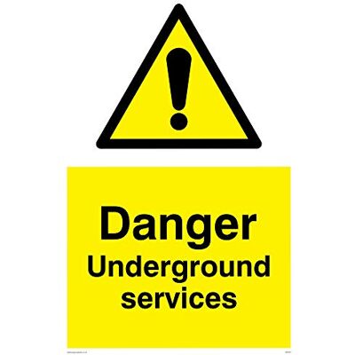 Viking WC491-A2P-3M"Danger Underground Services"-skylt, 3 mm styv plast, 600 mm H x 400 mm B Viking WC491-A2P-3M"Danger Underground Services"-skylt, 3 mm styv plast, 600 mm H x 400 mm B