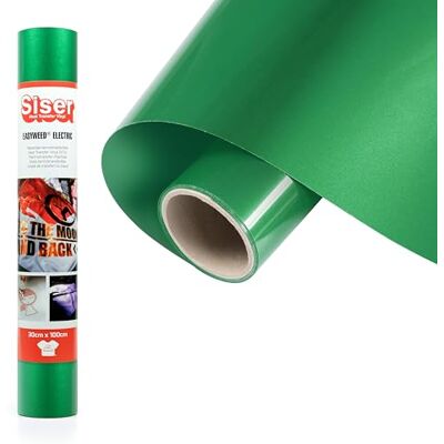 SISER ® Electric grön, 30 cm x 1 m, färgskiftande värmeöverförbar vinyl för tyganpassning, kläder och tillbehör, kreativa hobbyer, lätt att klippa SISER ® Electric grön, 30 cm x 1 m, färgskiftande värmeöverförbar vinyl för tyganpassning, kläder och tillbehör, kreativa hobbyer, lätt att klippa