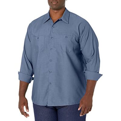 Red Kap Men's Size Industrial Work Shirt, Regular Fit, Long Sleeve, Postman Blue, Medium/Tall Red Kap Men's Size Industrial Work Shirt, Regular Fit, Long Sleeve, Postman Blue, Medium/Tall