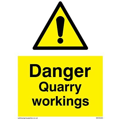 Viking WC5345-A5P-V "Danger Quarry Workings" zooma in skylt, vinyl, 200 mm H x 150 mm B Viking WC5345-A5P-V "Danger Quarry Workings" zooma in skylt, vinyl, 200 mm H x 150 mm B