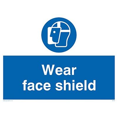Vikingskyltar MP288-A3L-1M "Wear Face Shield" skylt, 1 mm halvstyv plast, 300 mm H x 400 mm B Vikingskyltar MP288-A3L-1M "Wear Face Shield" skylt, 1 mm halvstyv plast, 300 mm H x 400 mm B