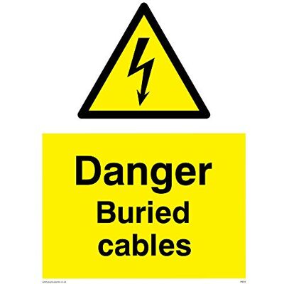 Viking WE93-A3P-V 'Danger Buried Cables'-skylt, vinyl, 400 mm H x 300 mm B Viking WE93-A3P-V 'Danger Buried Cables'-skylt, vinyl, 400 mm H x 300 mm B