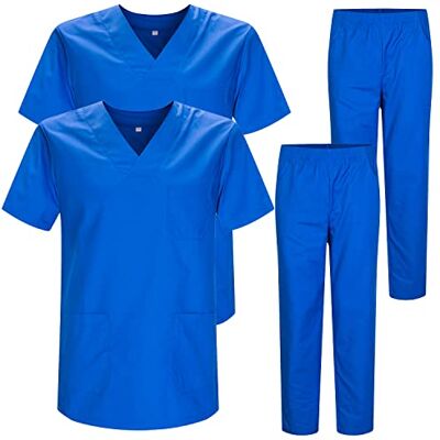 MISEMIYA Förpackning * 2 st Uniformer unisex skrubb set medicinsk uniform med skrubbtopp och byxor Ref.2-8178, Kungsblå 22, S MISEMIYA Förpackning * 2 st Uniformer unisex skrubb set medicinsk uniform med skrubbtopp och byxor Ref.2-8178, Kungsblå 22, S