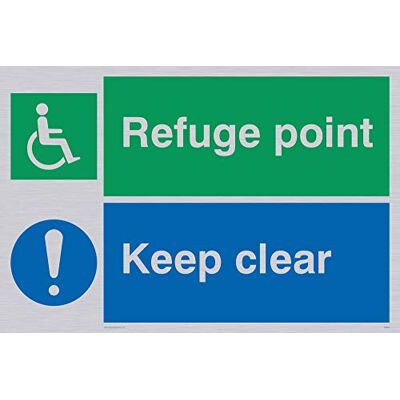 Viking SD964-A4L-SV funktionshinder "Refuge Point Keep Clear" skylt, silvervinyl, 200 mm H x 300 mm B Viking SD964-A4L-SV funktionshinder "Refuge Point Keep Clear" skylt, silvervinyl, 200 mm H x 300 mm B