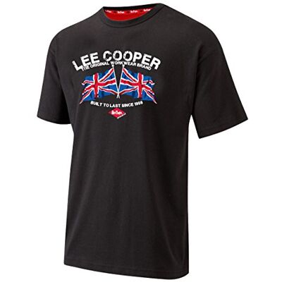 Lee Cooper Workwear LCTS012 herr arbete säkerhet Union Jack logotyp bomull rund hals t-shirt arbetskläder topp, 3XL, Svart, 1 Lee Cooper Workwear LCTS012 herr arbete säkerhet Union Jack logotyp bomull rund hals t-shirt arbetskläder topp, 3XL, Svart, 1