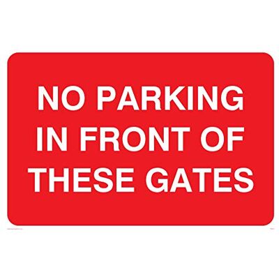 Vikingskyltar PR591-A2L-AC "No Parking In FrontOf Gates"-skylt, aluminiumkomposit, 400 mm H x 600 mm B Vikingskyltar PR591-A2L-AC "No Parking In FrontOf Gates"-skylt, aluminiumkomposit, 400 mm H x 600 mm B