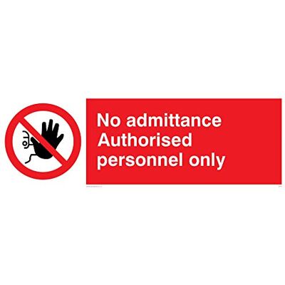 Vikingskyltar PA31-L62-V "No Admittance auktoriserad personal" skylt, vinyl, 200 mm H x 600 mm B Vikingskyltar PA31-L62-V "No Admittance auktoriserad personal" skylt, vinyl, 200 mm H x 600 mm B