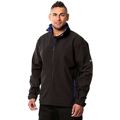 Goodyear Workwear GYJKT018 herr arbete säkerhet huva duschsäker vindtät andningsbar softshell jacka, M, Black/Royal Blue, 1 Goodyear Workwear GYJKT018 herr arbete säkerhet huva duschsäker vindtät andningsbar softshell jacka, M, Black/Royal Blue, 1