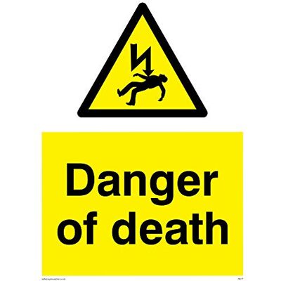 Viking WE71-A3P-3M "Danger Of Death"-skylt, 3 mm styv plast, 400 mm H x 300 mm B Viking WE71-A3P-3M "Danger Of Death"-skylt, 3 mm styv plast, 400 mm H x 300 mm B