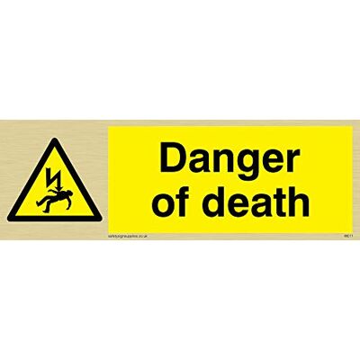 Viking WE71-L15-GV "Danger Of Death"-skylt, guldvinyl, 50 mm H x 150 mm B Viking WE71-L15-GV "Danger Of Death"-skylt, guldvinyl, 50 mm H x 150 mm B