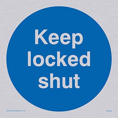 Viking MA220-S10-SV skylt med "Keep Locked Shut", silvervinyl, 100 mm x 100 mm Viking MA220-S10-SV skylt med "Keep Locked Shut", silvervinyl, 100 mm x 100 mm