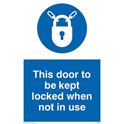 Vikingskyltar MQ219-A6P-1M "This Door To Be Kept Locked When Not I Use" skylt, 1 mm halvstyv plast, 150 mm H x 100 mm B Vikingskyltar MQ219-A6P-1M "This Door To Be Kept Locked When Not I Use" skylt, 1 mm halvstyv plast, 150 mm H x 100 mm B