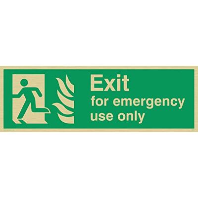 Vikingskyltar SG691-L31-GV "Exit for Emergency Use" Löpande man vänster pilskylt, guld vinyl, 100 mm H x 300 mm B Vikingskyltar SG691-L31-GV "Exit for Emergency Use" Löpande man vänster pilskylt, guld vinyl, 100 mm H x 300 mm B
