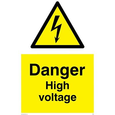 Vikingskyltar WE90-A4P-1M 'Danger High Voltage'-skylt, 1 mm halvstyv plast, 300 mm H x 200 mm B Vikingskyltar WE90-A4P-1M 'Danger High Voltage'-skylt, 1 mm halvstyv plast, 300 mm H x 200 mm B