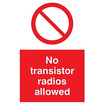 Viking PV51-A2P-AC"No Transistor Radios Allowed"-skylt, aluminiumkomposit, 600 mm H x 400 mm B Viking PV51-A2P-AC"No Transistor Radios Allowed"-skylt, aluminiumkomposit, 600 mm H x 400 mm B