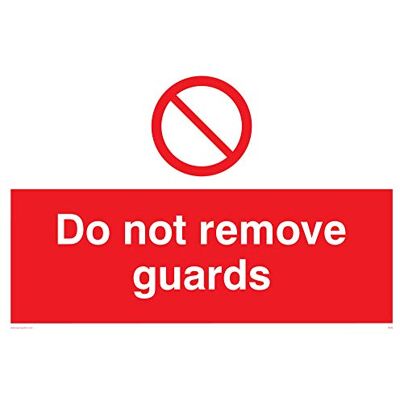 Viking PM36-A4L-3M"Do Not Remove Guards"-skylt, 3 mm styv plast, 200 mm H x 300 mm B Viking PM36-A4L-3M"Do Not Remove Guards"-skylt, 3 mm styv plast, 200 mm H x 300 mm B