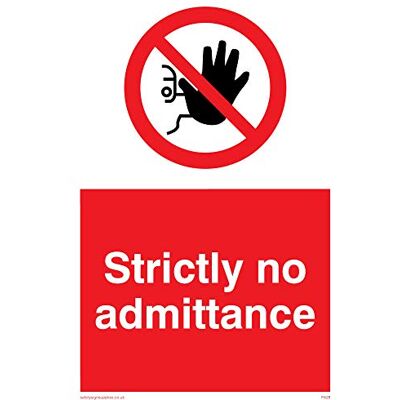 Viking PA28-A6P-3M"Strictly No Admittance"-skylt, 3 mm styv plast, 150 mm H x 100 mm B Viking PA28-A6P-3M"Strictly No Admittance"-skylt, 3 mm styv plast, 150 mm H x 100 mm B