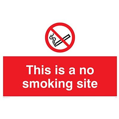 Vikingskyltar PC537-A2L-3M "This Is A No Smoking Site" skylt, 3 mm styv plast, 400 mm H x 600 mm B Vikingskyltar PC537-A2L-3M "This Is A No Smoking Site" skylt, 3 mm styv plast, 400 mm H x 600 mm B