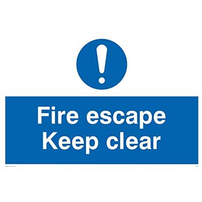 Vikingskyltar MA226-A4L-1M "Fire Escape Keep Clear" skylt, 1 mm plast halvstyv, 200 mm H x 300 mm B Vikingskyltar MA226-A4L-1M "Fire Escape Keep Clear" skylt, 1 mm plast halvstyv, 200 mm H x 300 mm B