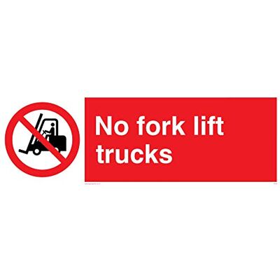 Vikingskyltar PV58-L31-1M "No Gaffel lyft trucks" skylt, 1 mm halvstyv plast, 100 mm H x 300 mm B Vikingskyltar PV58-L31-1M "No Gaffel lyft trucks" skylt, 1 mm halvstyv plast, 100 mm H x 300 mm B