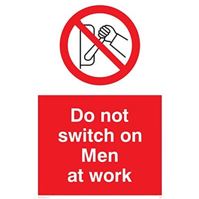Vikingskyltar PM45-A2P-AC "Do not Switch On Men At Work"-skylt, aluminiumkomposit, 600 mm H x 400 mm B Vikingskyltar PM45-A2P-AC "Do not Switch On Men At Work"-skylt, aluminiumkomposit, 600 mm H x 400 mm B