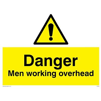 Viking WC484-A3L-AC "Danger Men Working Overhead"-skylt, aluminiumkomposit, 300 mm H x 400 mm B Viking WC484-A3L-AC "Danger Men Working Overhead"-skylt, aluminiumkomposit, 300 mm H x 400 mm B