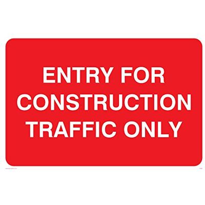 Vikingskyltar PR562-A4L-1M "Entry for construction traffic endast" skylt, plast, 1 mm halvstyv, 200 mm H x 300 mm B Vikingskyltar PR562-A4L-1M "Entry for construction traffic endast" skylt, plast, 1 mm halvstyv, 200 mm H x 300 mm B