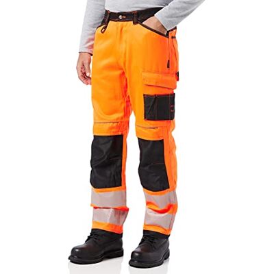 Portwest PW340 Herr PW3 Hi Vis Arbetsbyxor Orange/Svart, 48 Portwest PW340 Herr PW3 Hi Vis Arbetsbyxor Orange/Svart, 48