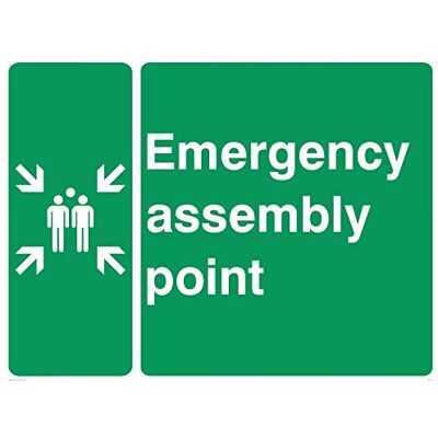 Viking SY474-A3L-1M "Emergency Assembly Point"-skylt, 1 mm halvstyv plast, 300 mm H x 400 mm B Viking SY474-A3L-1M "Emergency Assembly Point"-skylt, 1 mm halvstyv plast, 300 mm H x 400 mm B