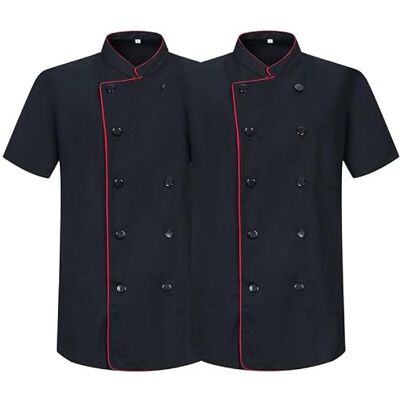 MISEMIYA Pack 2 enheter Kockjacka Herr Kockjacka Herr Hosteleria Uniform Ref.2-8421B, Svart 21, M MISEMIYA Pack 2 enheter Kockjacka Herr Kockjacka Herr Hosteleria Uniform Ref.2-8421B, Svart 21, M