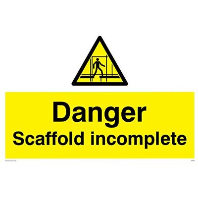 Viking WC499-A4L-3M "Danger Scaffolding ofullständig" skylt, 3 mm styv plast, 200 mm H x 300 mm B Viking WC499-A4L-3M "Danger Scaffolding ofullständig" skylt, 3 mm styv plast, 200 mm H x 300 mm B