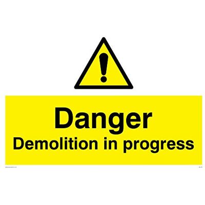 Viking WC478-A2L-3D "Danger Demolition In Progress"-skylt, 3 mm dubbelsidig styv PVC, 400 mm H x 600 mm B Viking WC478-A2L-3D "Danger Demolition In Progress"-skylt, 3 mm dubbelsidig styv PVC, 400 mm H x 600 mm B