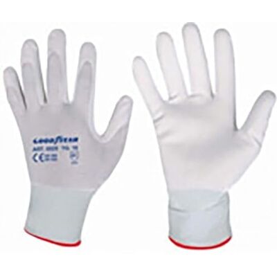 Goodyear polyester- och polyuretanhandskar storlek 9 färg vit, arbetshandskar Goodyear polyester- och polyuretanhandskar storlek 9 färg vit, arbetshandskar