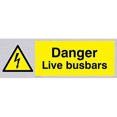 Viking WE70-L15-SV "Danger Live Busbars"-skylt, silvervinyl, 50 mm H x 150 mm B Viking WE70-L15-SV "Danger Live Busbars"-skylt, silvervinyl, 50 mm H x 150 mm B
