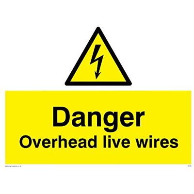 Viking WE95-A3L-AC "Danger Overhead Live Wires"-skylt, aluminiumkomposit, 300 mm H x 400 mm B Viking WE95-A3L-AC "Danger Overhead Live Wires"-skylt, aluminiumkomposit, 300 mm H x 400 mm B