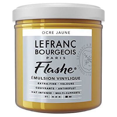 Lefranc Bourgeois 300653 Flashe akrylfärg och vinylfärg, högpigmenterad, elastisk, ljusäkta, åldringsbeständig, matt, för inomhus- och utomhusbruk, 125 ml kruka – gul ockra Lefranc Bourgeois 300653 Flashe akrylfärg och vinylfärg, högpigmenterad, elastisk, ljusäkta, åldringsbeständig, matt, för inomhus- och utomhusbruk, 125 ml kruka – gul ockra