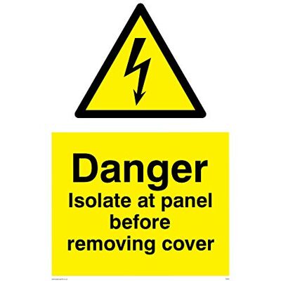 Vikingskyltar WE85-A4P-1M "Fara isolera vid panel innan du tar bort skydd" skylt, 1 mm halvhård plast, 300 mm H x 200 mm B Vikingskyltar WE85-A4P-1M "Fara isolera vid panel innan du tar bort skydd" skylt, 1 mm halvhård plast, 300 mm H x 200 mm B